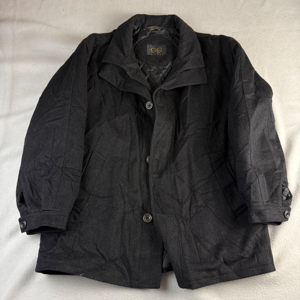 Cardinal of Canada Mens Black 100% Wool Quilted Lined Car Coat Jacket 42S